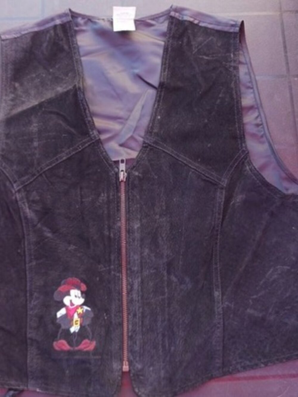 Vintage Disney Mickey Mouse Cowboy Western Black Vest 90s